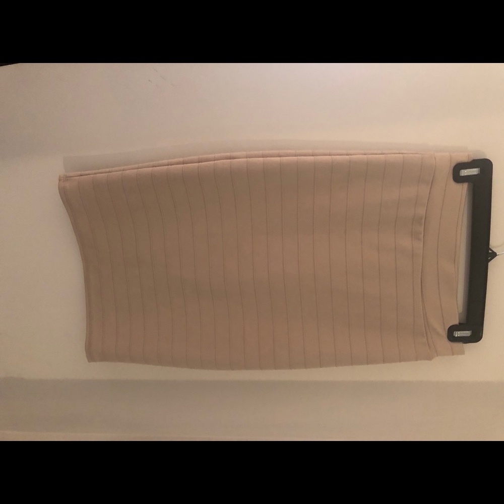 Tan Stretch Midi Skirt